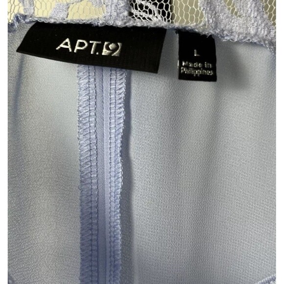 Apt 9 Blue Lace Blouse Layered Cami Tank Top Large Split Back Date Night Romance - Picture 4 of 4